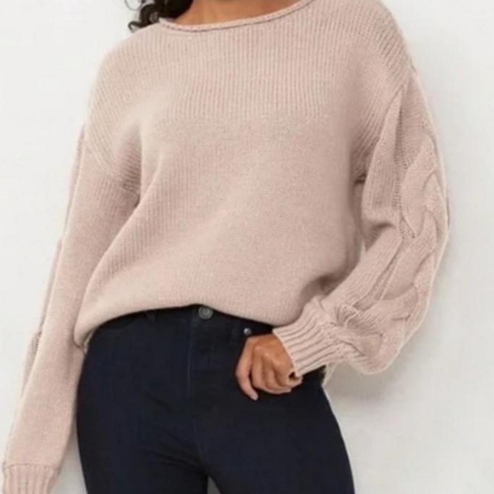 LC Lauren Conrad Women's Tan Beige Crewneck Sweater XS